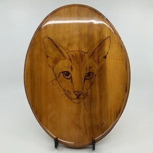 Handgefertigte Siamkatze lackiertes Holz Wandbehang Plakette signiert 13 3/4" - Bild 1 von 6