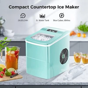 Self-Cleaning Ice Makers Countertop 9 Cubes in 6 Mins26Lbs/24Hrs for Home Bar - Picture 1 of 7