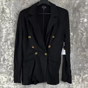 NEW Originality Size S Button V Neck Long Sleeve Notched Blazer Jacket Black - Picture 1 of 9