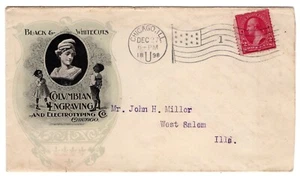 1898 Chicago IL Flag Columbian Engraving "Black & White Cuts" Illustrated Adver - Picture 1 of 2