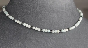 COLLANA ROTONDA OPACA AMAZZONITE ED EMATITE 4 MM ~ ARGENTO STERLING 925 18" - Foto 1 di 2