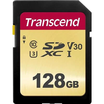 Transcend SDXC 500S 128GB Class 10 UHS-I U3 V30 SD Karte - Bild 1 von 2