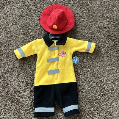 Old Navy Baby Fireman Costume 3-6 Months Yellow Black Fleece NWT Hat - Image 1 of 4