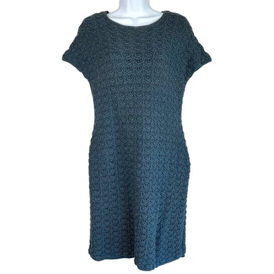 Jones New York Collection Womens Boho Crochet Sheath Dress Blue Size Large Indie - Image 1 of 4
