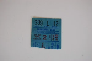 Boleto de hockey 2 de abril de 1977 New York Islanders - Boston Bruins - Imagen 1 de 2