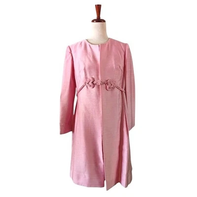 Винтажный розовый шелк парчи пальто платье узел деталь случай официальное мероприятие размер Med - Изображение 1 из 4
