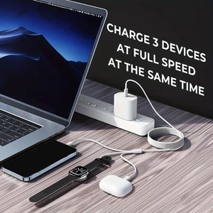 3 in 1 Magnetic Charging Cable for Apple Watch iPhone Fast Charge 1.8M - Photo 1 sur 14