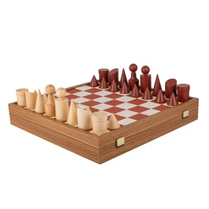 Juego de ajedrez de madera estilo Bauhaus piezas de ajedrez tablero de cuero sintético 40Cm Manopoulos Sd50Te - Imagen 1 de 9