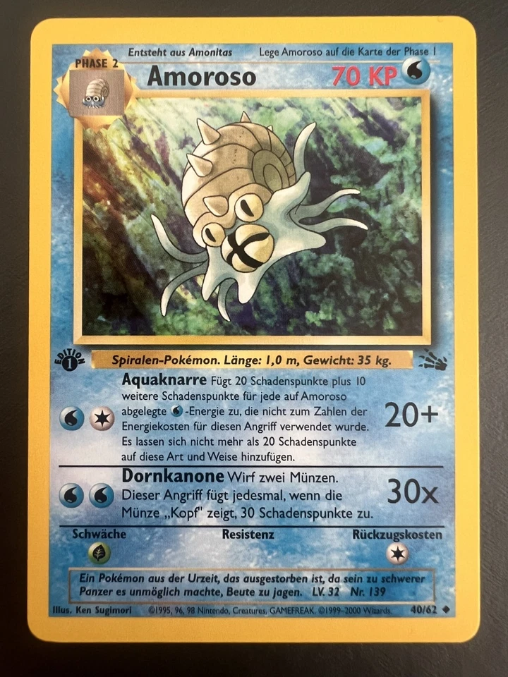 Pokemon TCG - Amoroso 40/62 Fossil Set - 1. Edition - Near Mint - Bild 1 von 2