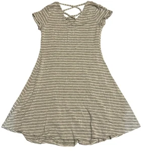 Art Class Gray and White Striped Stretch Knit Play Dress Girls 7/8 - Picture 1 of 5