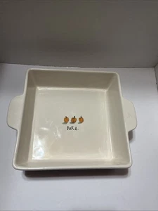 RAE DUNN Square 9x9 Ceramic Harvest Pumpkin Print Baking Dish Fall Autumn - Picture 1 of 4