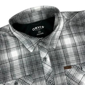 Orvis Shirt Mens XXL Grey Black Plaid Classic Collection Button Up Short Sleeve - Picture 1 of 12