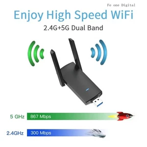 Antena USB3.0 PC 2.4G / 5GHz 1300Mbps Adaptator Wifi Adapter Bezprzewodowy do domu - Zdjęcie 1 z 8