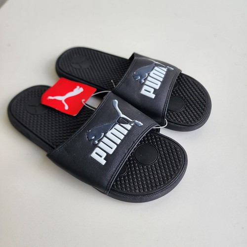 Sandali casual neri nuovi con etichette Puma Cool Cat Leap JR Slide giovani ragazzi 383619 taglia 6C
