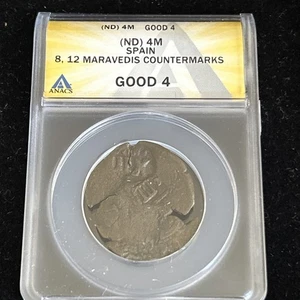 SASA Spain 12 Maravides Countermark On 8 Maravides Cm 4 Maravides Anacs Good 4 - Picture 1 of 6