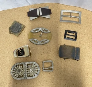 Mixed Lot Belt Buckles Plastic Metal Art Deco Men - Women Lot Of 9 - Picture 1 of 22
