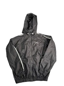 Adidas Black Full Zip Jacket Men’s Size Large 3 Stripe Vintage Windbreaker Mesh - Picture 1 of 12