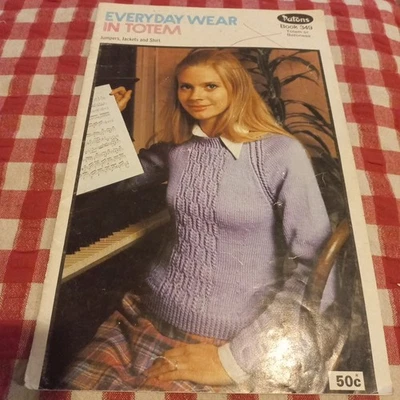 😇 Patons 349 Vintage Knitting Pattern Book Women Lady 8 ply Jumpers Jackets Top - image 1 of 4