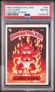 PSA 8 NM-MT 1985 Garbage Pail Kids OS2 LUKE WARM #64b Glossy Sticker Card - Bild 1 von 2