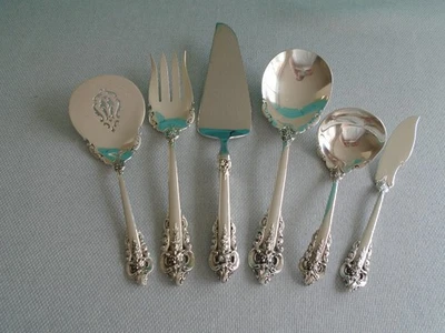 WALLACE GRAND BARROCO PLATA ESTERLINA ~ JUEGO DE ANFITRIONA DE SERVICIO 6 PIEZAS ~ ¡EXCELENTE!! Foto 1 de 4