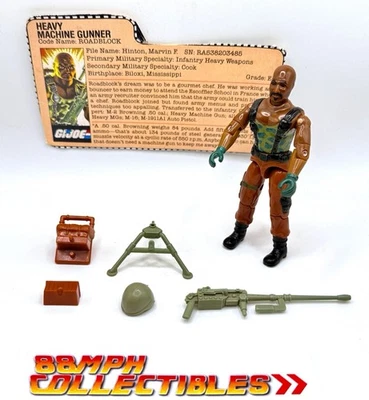 Figura de acción completa 1984 Gi Joe Heavy Machine Gunner Roadblock con tarjeta de archivo Foto 1 de 4