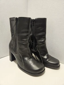 Harley Davidson Gr. 6 schwarz Leder Scorch Flame Blockabsatz Biker-Stiefel Damen - Bild 1 von 21
