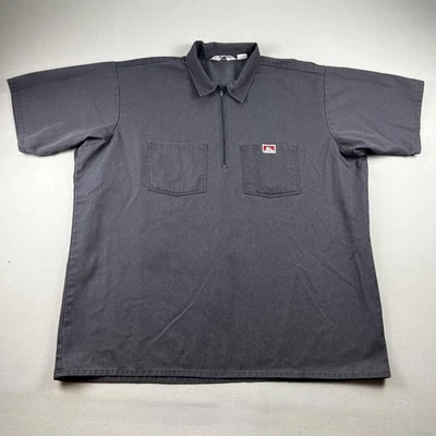 Vintage Ben Davis Shirt Work Mens XXL Gray 1/2 Zip Mechanic Skater Made USA 90s - Image 1 of 4