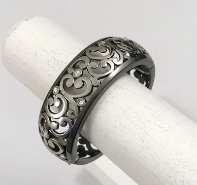 Brazalete Brazalete Brighton Contempo Gunmetal Plata Oscura Cristal Bisagras Anchas. #506 Foto 1 de 4