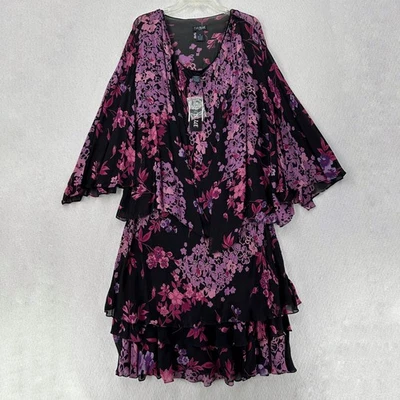 Vestido Eva Azul 2 Piezas Talla 18 Rosa Negro Floral Midi Y2K Caprichoso Hada Foto 1 de 4