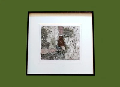 Tableau signé CHIMÈNE – Gravure E.A, composition abstraite - Années 80 - Photo 1/4