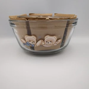 Set 3 ciotole di miscelazione vintage con gancio di ancoraggio "THEODORE TEDDYBEAR".1 qt.1,5 qt.2,5 Tienshan - Foto 1 di 5