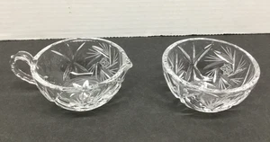 Kristall Vintage handgeschliffen Davidstern Sahne und Zucker Set - Bild 1 von 8