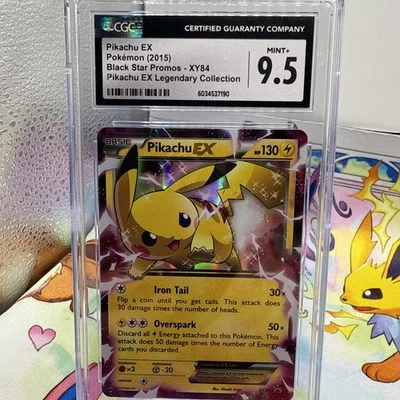 Pikachu EX XY84 CGC 9.5 Mint + 2015 Black Star Promo Pokémon Card - Image 1 of 4