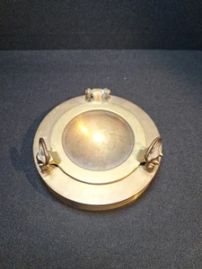 Vintage Nautical Ship Port Hole Brass Ashtray Glass Lid 4.5" Beach House Genuine - Picture 1 of 8