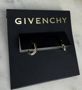Givenchy Gold Tone Hoop Earrings Designer Fashion Everyday Wear Chic Hoops NWT - Picture 1 of 9