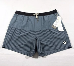 Vuori Kore Mens Light Azure Blue Stripe V367 Lined Athletic Shorts Gym 2XL NWT - Picture 1 of 7