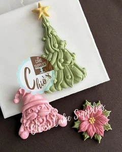 Christmas tree, Santa, and Holly poinsettia Silicone Mold - Picture 1 of 6