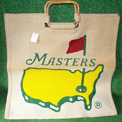 复古大师奥古斯塔高尔夫纪念品托特包黄麻竹柄 i - 全新带标签 — 第 1/4 张图片