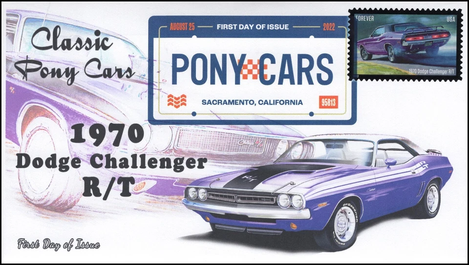 22-191, 2022 , Pony Cars, Digital Color Postmark, First Day Cover, Classics,  - Image 1 of 1