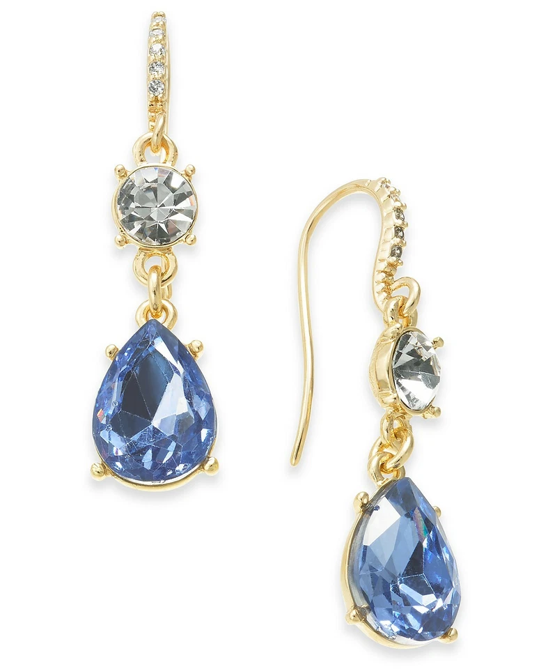Charter Club Crystal & Stone Gold Tone Drop Earrings Women Teardrop-shaped, Blue - Image 1 of 1