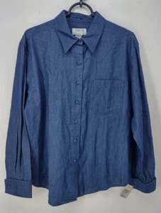 NWT Talbots Petite Size PM Chambray Button Down Long Sleeve Shirt Cotton Blue - Picture 1 of 7