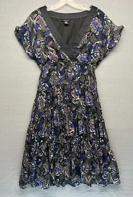 I Heart Ronson Mujer Negro Rosa Azul Manga Corta Cuello en V Plisado Falda Vestido S Foto 1 de 4