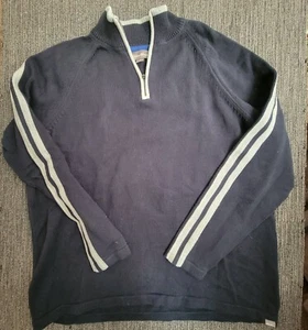 Eddie Bauer 2XL Pullover marine Streifen Viertelreißverschluss Stehkragen warm Winter Freizeit - Bild 1 von 5