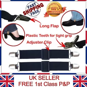 Motorcycle Bikers Elastic Adjustable Boot Straps Pant Stirrups Jod Pair Clips - Picture 1 of 2