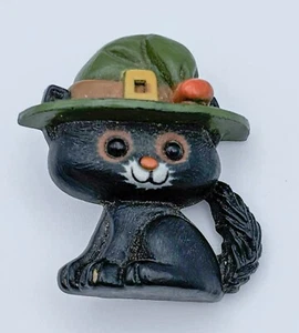 Vintage Hallmark Black Cat Witch Pin Brooch Plastic Kitsch Whimsigoth Goth Core - Picture 1 of 5