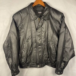 Wilson’s Medium Leather Jacket Thinsulate Black Bomber Biker Motorcycle - Picture 1 of 11