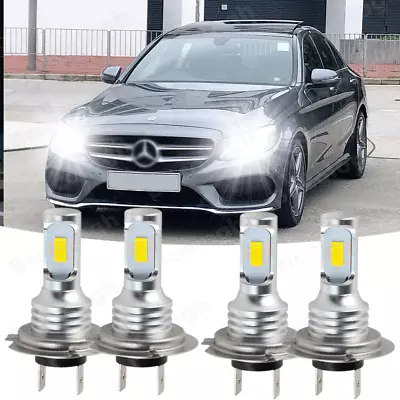Para Mercedes-Benz C250 C300 C350 - Combo de 4X Faros Bombillas LED de haz alto y bajo Foto 1 de 4
