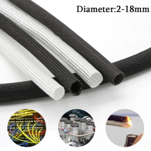2- 18mm Silicon Fiber Glass Insulated Tube Braided High Temperature Sleeving - Picture 1 of 11