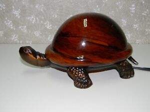Murano Style Amber / Brownish Glass Shade Tortoise / Turtle Night Light Lamp