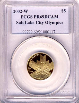 2002 W PCGS PR69DCAM SALT LAKE CITY OLYMPICS GOLD FIVE DOLLARS $5 - Image 1 of 2